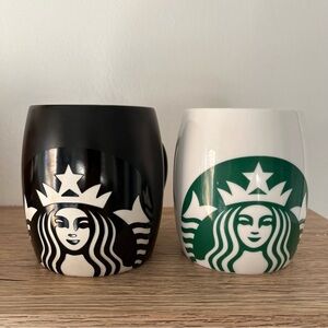 Set of 2 Starbucks Black and White Ceramic Mugs